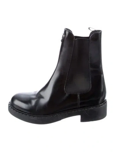Pre-owned Prada Leather Chelsea Boots In Black