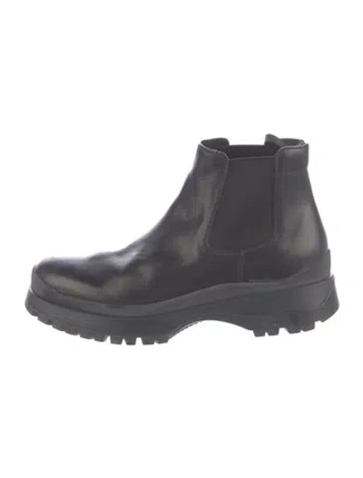 Pre-owned Prada Leather Chelsea Boots In Black