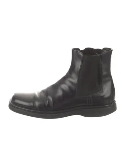 Pre-owned Prada Leather Chelsea Boots In Black