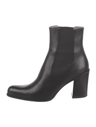 Pre-owned Prada Leather Chelsea Boots In Black
