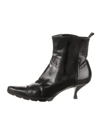 Pre-owned Prada Leather Chelsea Boots In Black