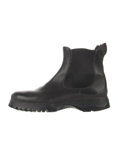 Pre-owned Prada Leather Chelsea Boots In Black