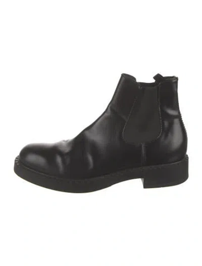Pre-owned Prada Leather Chelsea Boots In Black