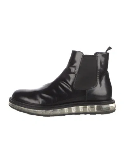 Pre-owned Prada Leather Chelsea Boots In Black