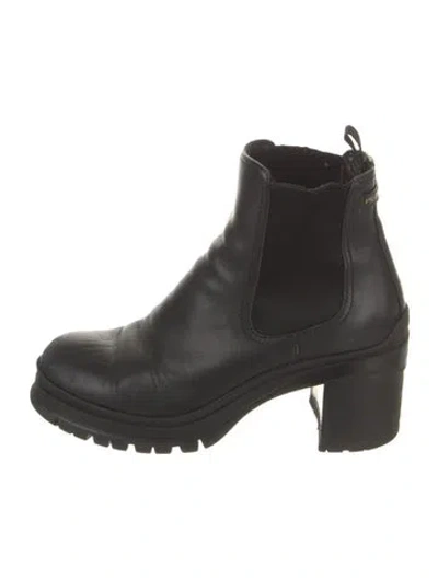 Pre-owned Prada Leather Chelsea Boots In Black
