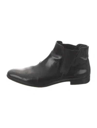 Pre-owned Prada Leather Chelsea Boots In Black
