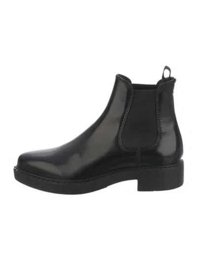 Pre-owned Prada Leather Chelsea Boots In Black