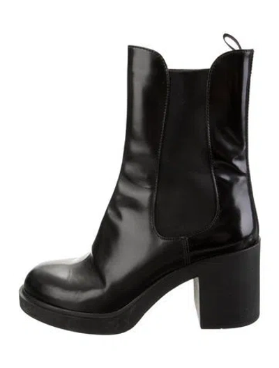 Pre-owned Prada Leather Chelsea Boots In Black