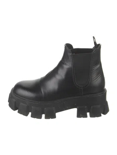 Pre-owned Prada Leather Chelsea Boots In Black