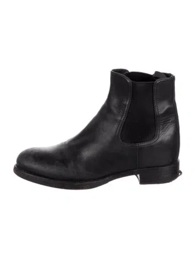Pre-owned Prada Leather Chelsea Boots In Black