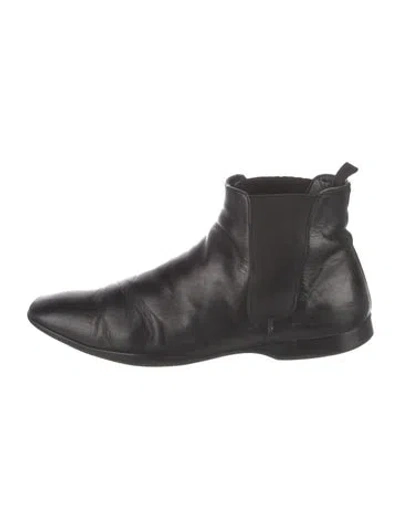 Pre-owned Prada Leather Chelsea Boots In Black