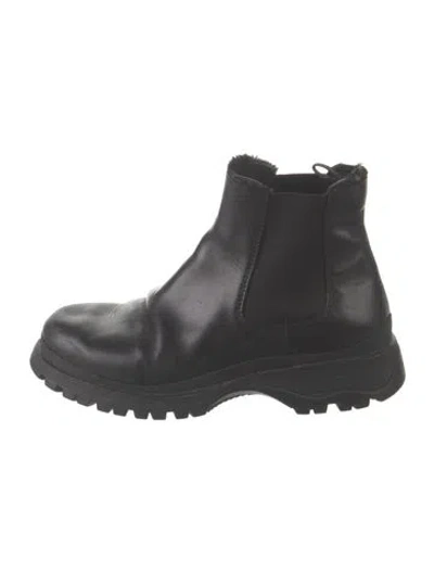 Pre-owned Prada Leather Chelsea Boots In Black