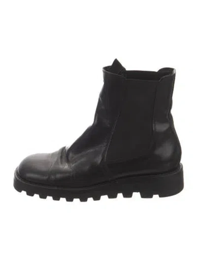 Pre-owned Prada Leather Chelsea Boots In Black