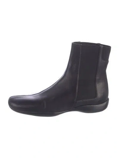 Pre-owned Prada Leather Chelsea Boots In Black