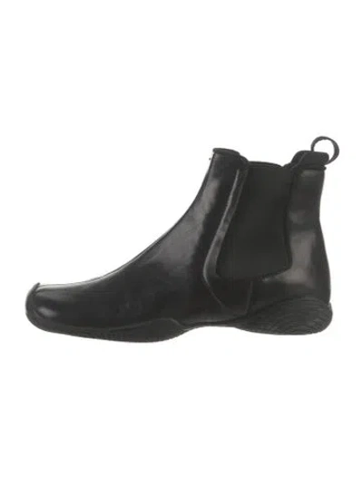Pre-owned Prada Leather Chelsea Boots In Black