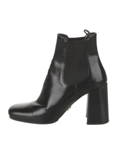 Pre-owned Prada Leather Chelsea Boots In Black