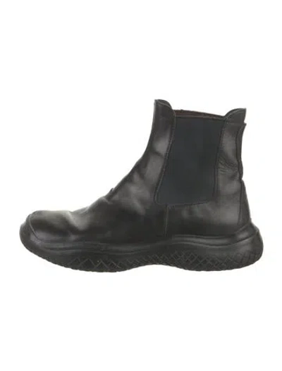 Pre-owned Prada Leather Chelsea Boots In Black