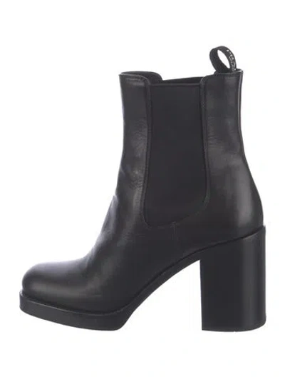 Pre-owned Prada Leather Chelsea Boots In Black