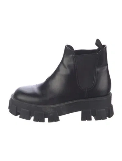 Pre-owned Prada Leather Chelsea Boots In Black