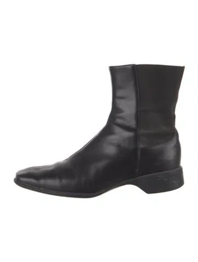 Pre-owned Prada Leather Chelsea Boots In Black