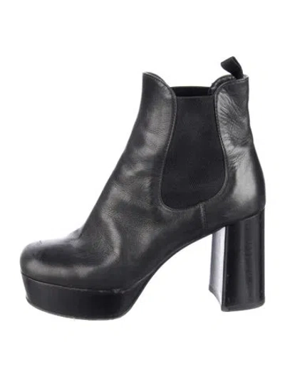 Pre-owned Prada Leather Chelsea Boots In Black