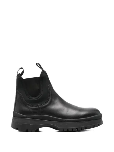 Pre-owned Prada Leather Chelsea Boots In Black