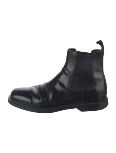 Pre-owned Prada Leather Chelsea Boots In Black
