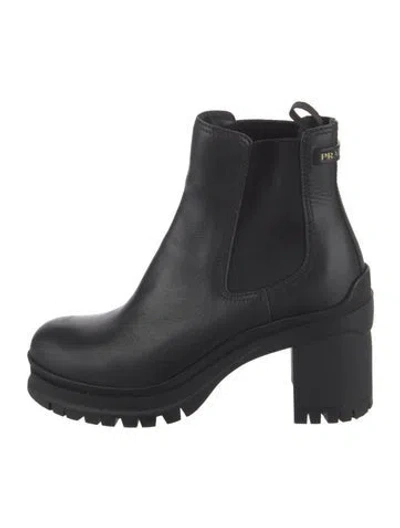 Pre-owned Prada Leather Chelsea Boots In Black
