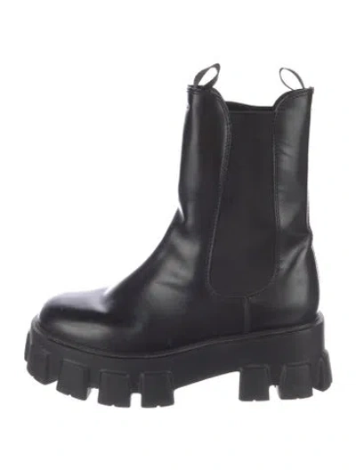 Pre-owned Prada Leather Chelsea Boots In Black