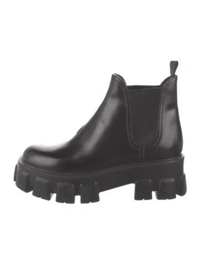 Pre-owned Prada Leather Chelsea Boots In Black