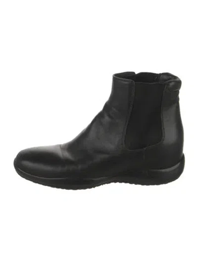Pre-owned Prada Leather Chelsea Boots In Black
