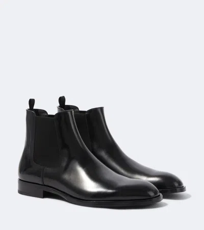 Prada Leather Chelsea Boots In Black