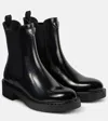Prada Triangle-logo Chelsea Leather Boots In Black