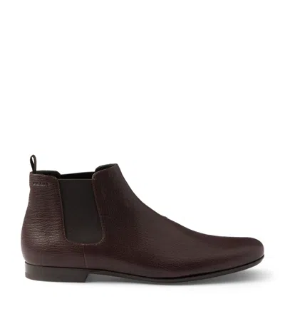 Prada Leather Chelsea Boots In Brown