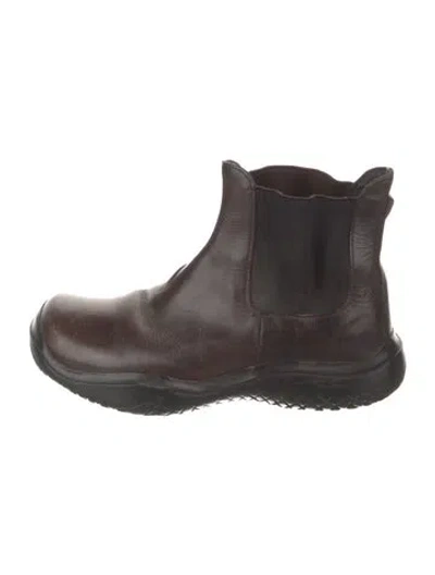 Pre-owned Prada Leather Chelsea Boots In Brown