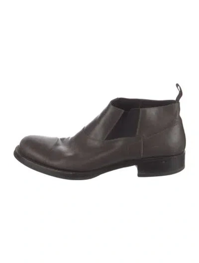 Pre-owned Prada Leather Chelsea Boots In Brown
