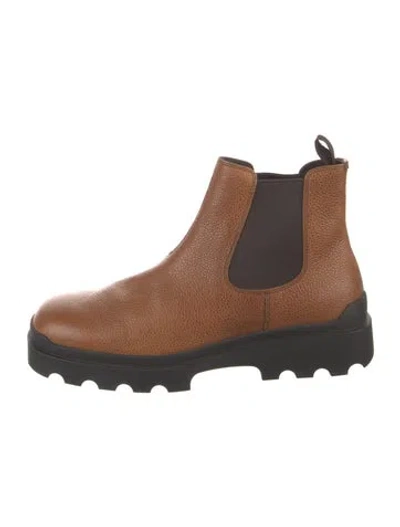Pre-owned Prada Leather Chelsea Boots In Brown