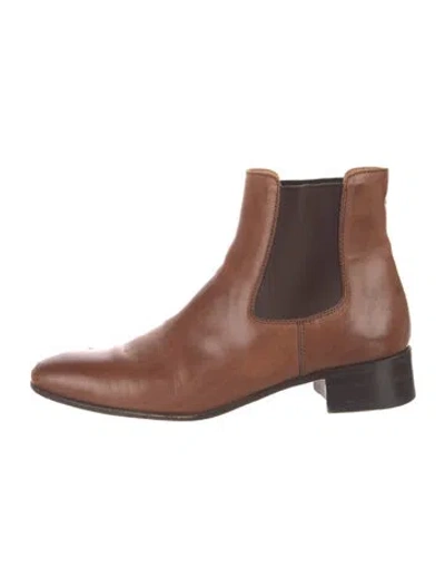 Pre-owned Prada Leather Chelsea Boots In Brown