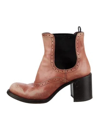 Pre-owned Prada Leather Chelsea Boots In Brown