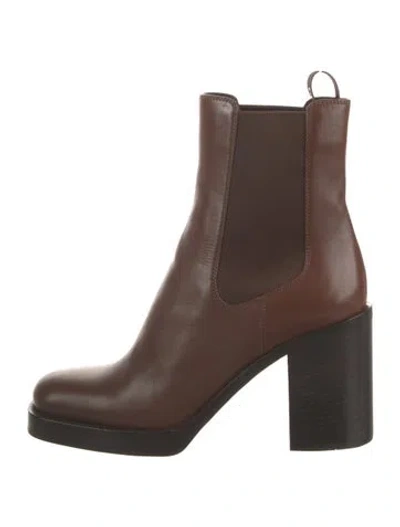 Pre-owned Prada Leather Chelsea Boots In Brown