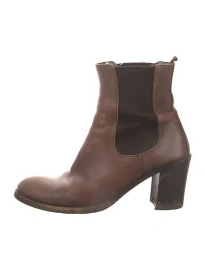 Pre-owned Prada Leather Chelsea Boots In Brown