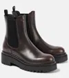 Prada Leather Chelsea Boots In Brown