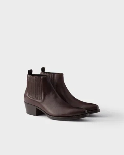 Prada Leather Chelsea Boots In Multi