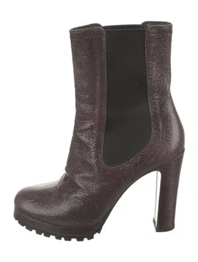 Pre-owned Prada Leather Chelsea Boots In Purple