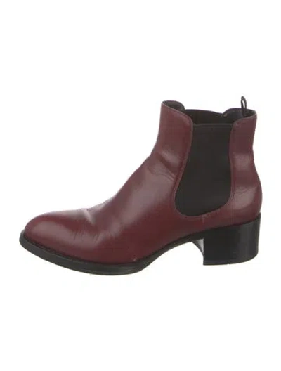 Pre-owned Prada Leather Chelsea Boots In Red