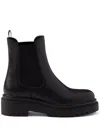 Prada Logo Plaque Brushed-effect Ankle Boots In Schwarz