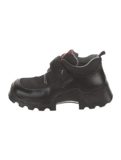 Pre-owned Prada Leather Chunky Sneakers In Black