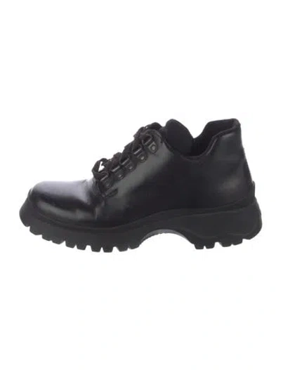 Pre-owned Prada Leather Chunky Sneakers In Black