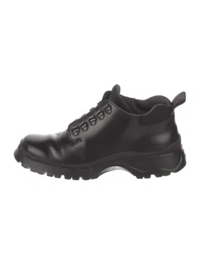 Pre-owned Prada Leather Chunky Sneakers In Black