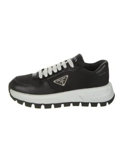 Pre-owned Prada Leather Chunky Sneakers In Black
